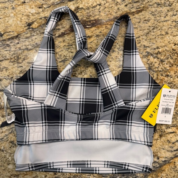 ELEVEN by Venus Williams NWT Black & White Plaid Sports Bra Print Size Small - Picture 6 of 10